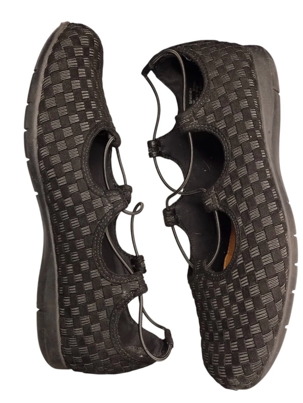 Comfortview Giana Black Woven Slip-On Flats with Elastic Straps like new 8 wide